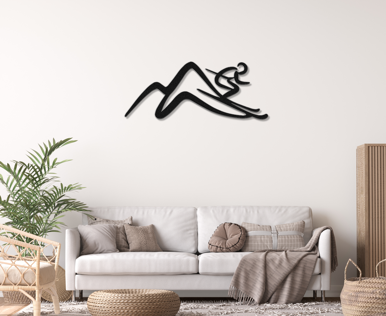 Skier and Mountain Metal Wall Art