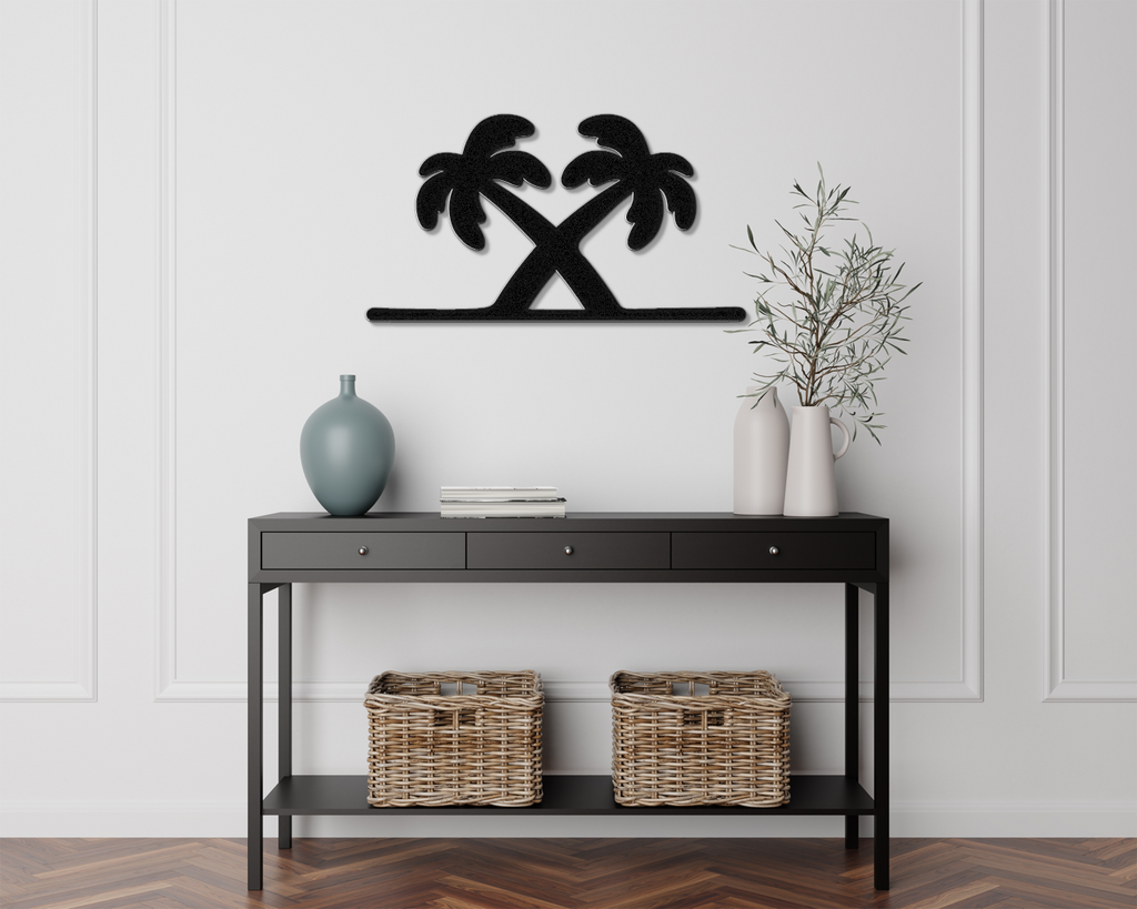 Twin Palm Tree Metal Wall Art