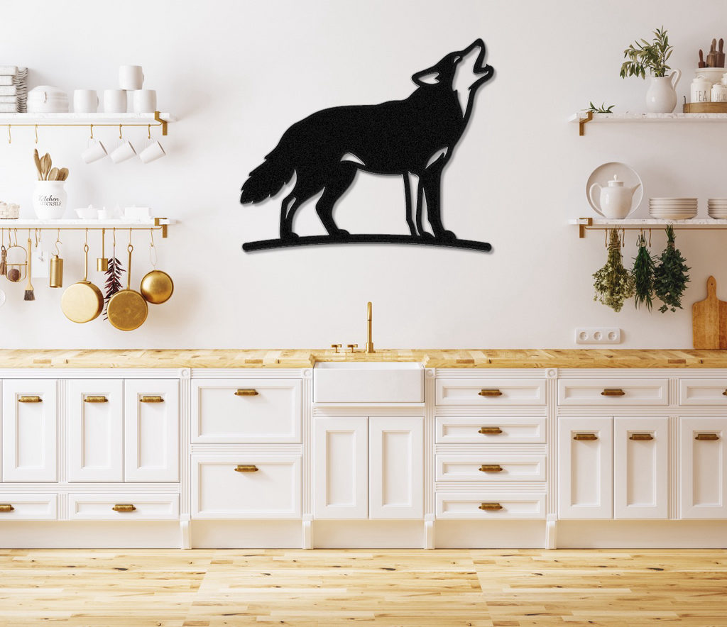 Howling Coyote Metal Wall Art