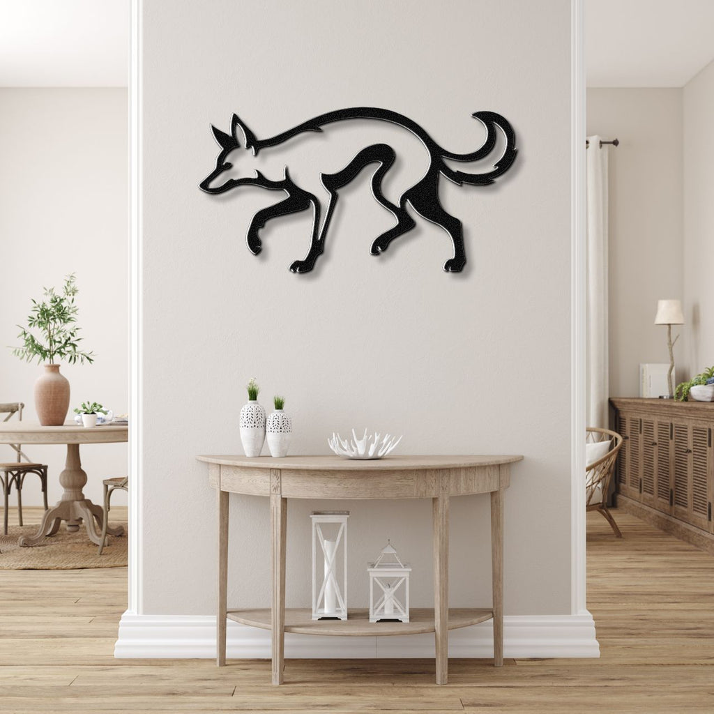 Sneaky Coyote Metal Wall Art