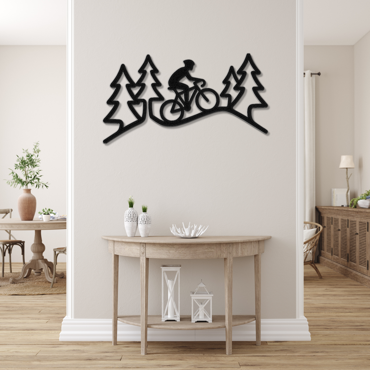 Cycling in the Pines Metal Wall Art