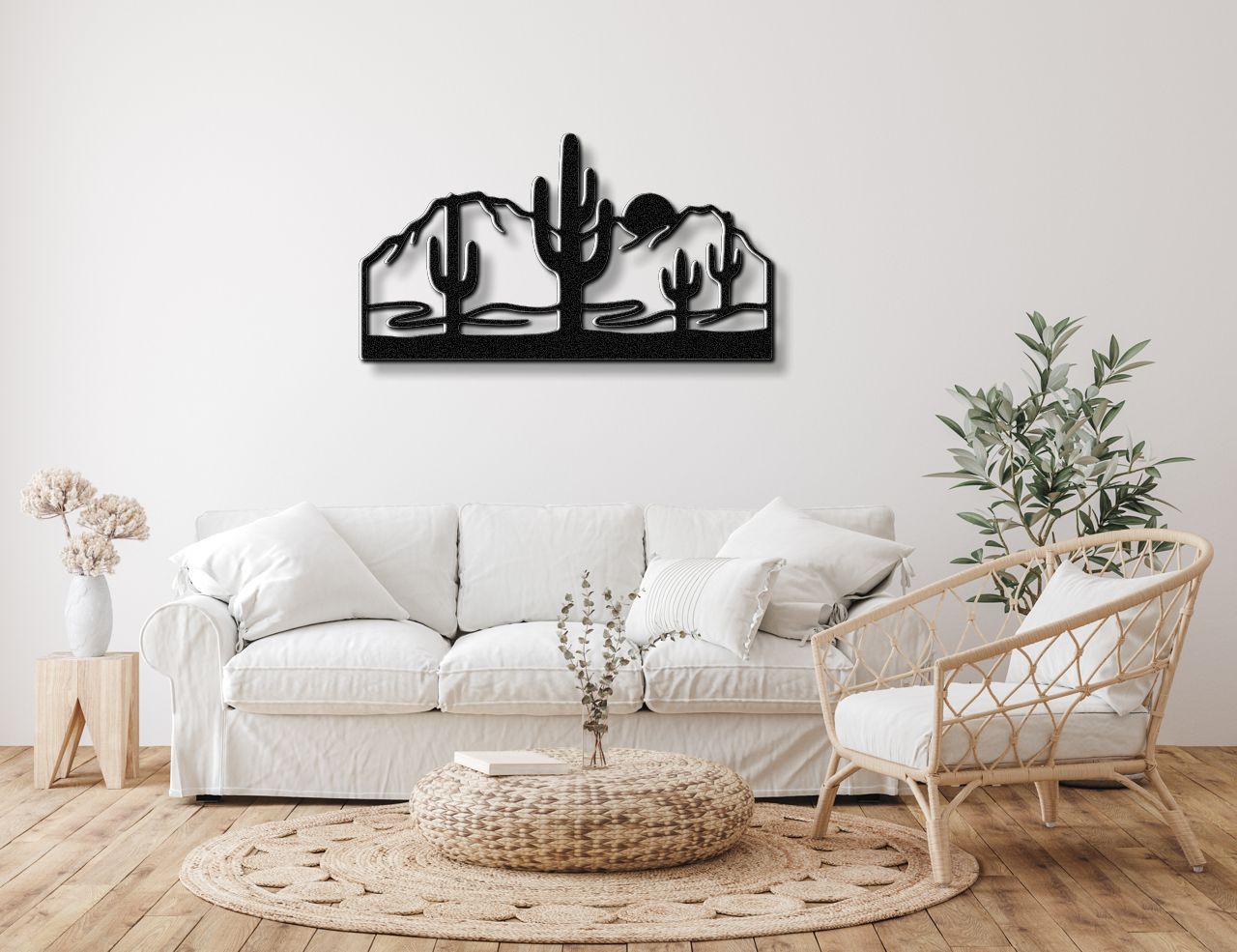 Saguaro Cactus with Mountains Metal Wall Art