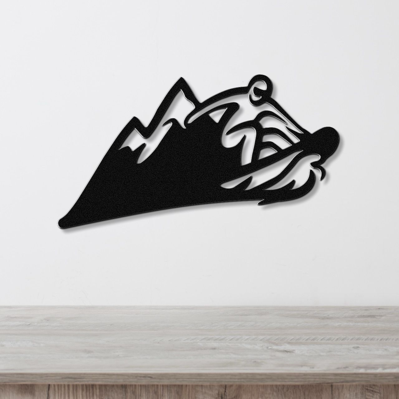 Snowboarder with Mountains Metal Wall Art