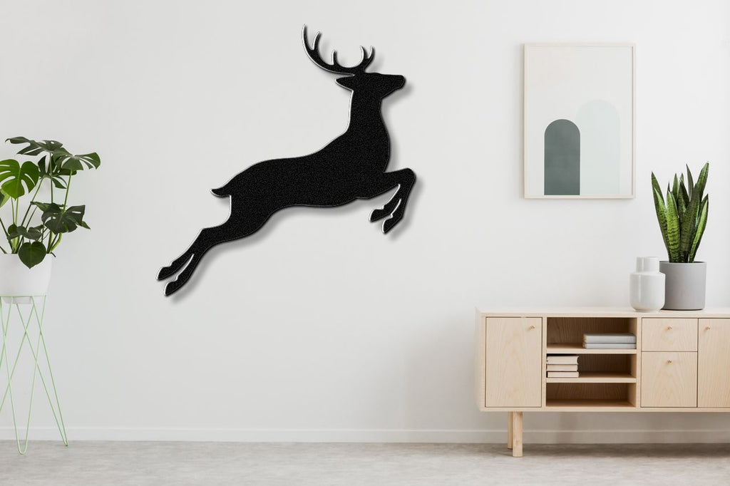 Jumping Deer Metal Wall Art