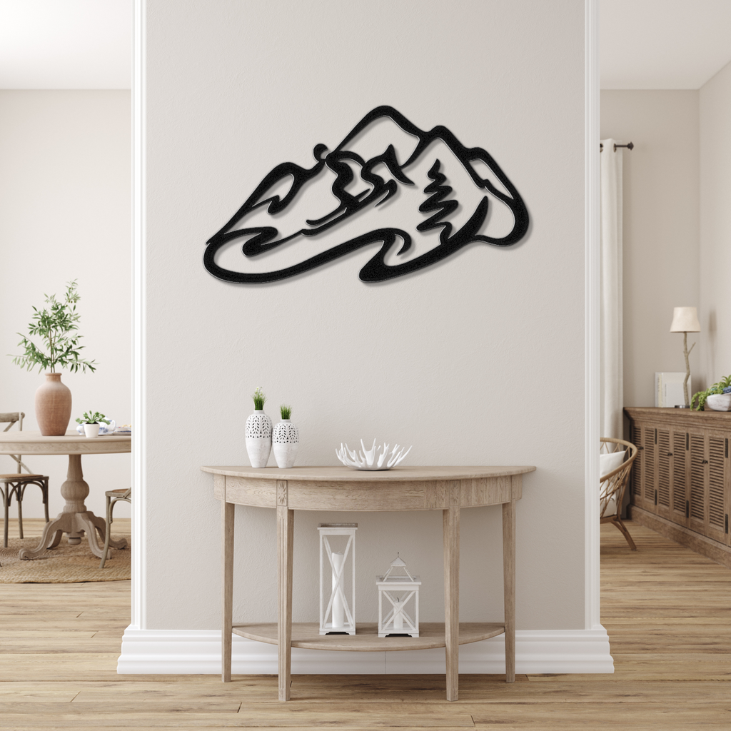 Skier and Mountain Metal Wall Art