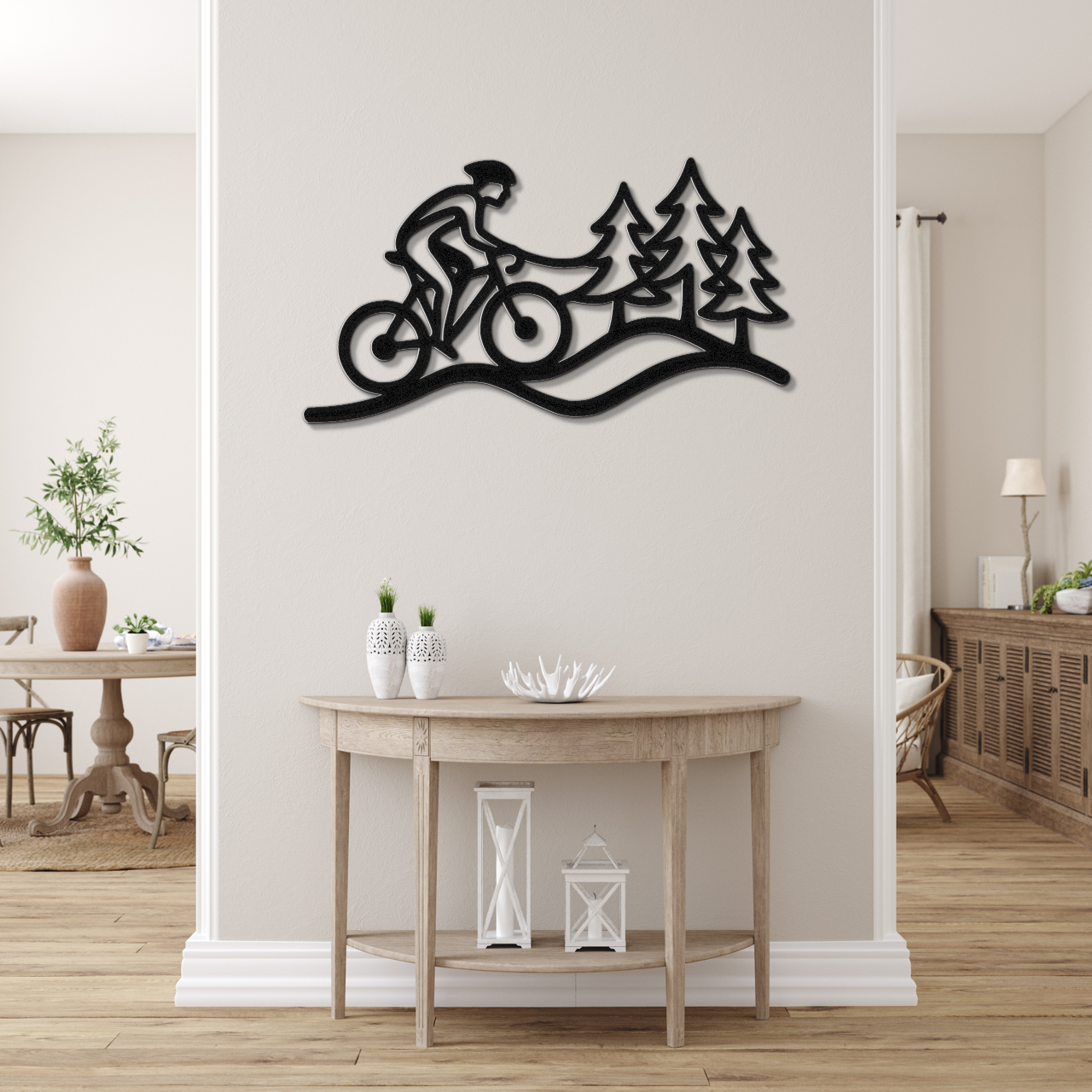 Cycling in the Pines Metal Wall Art