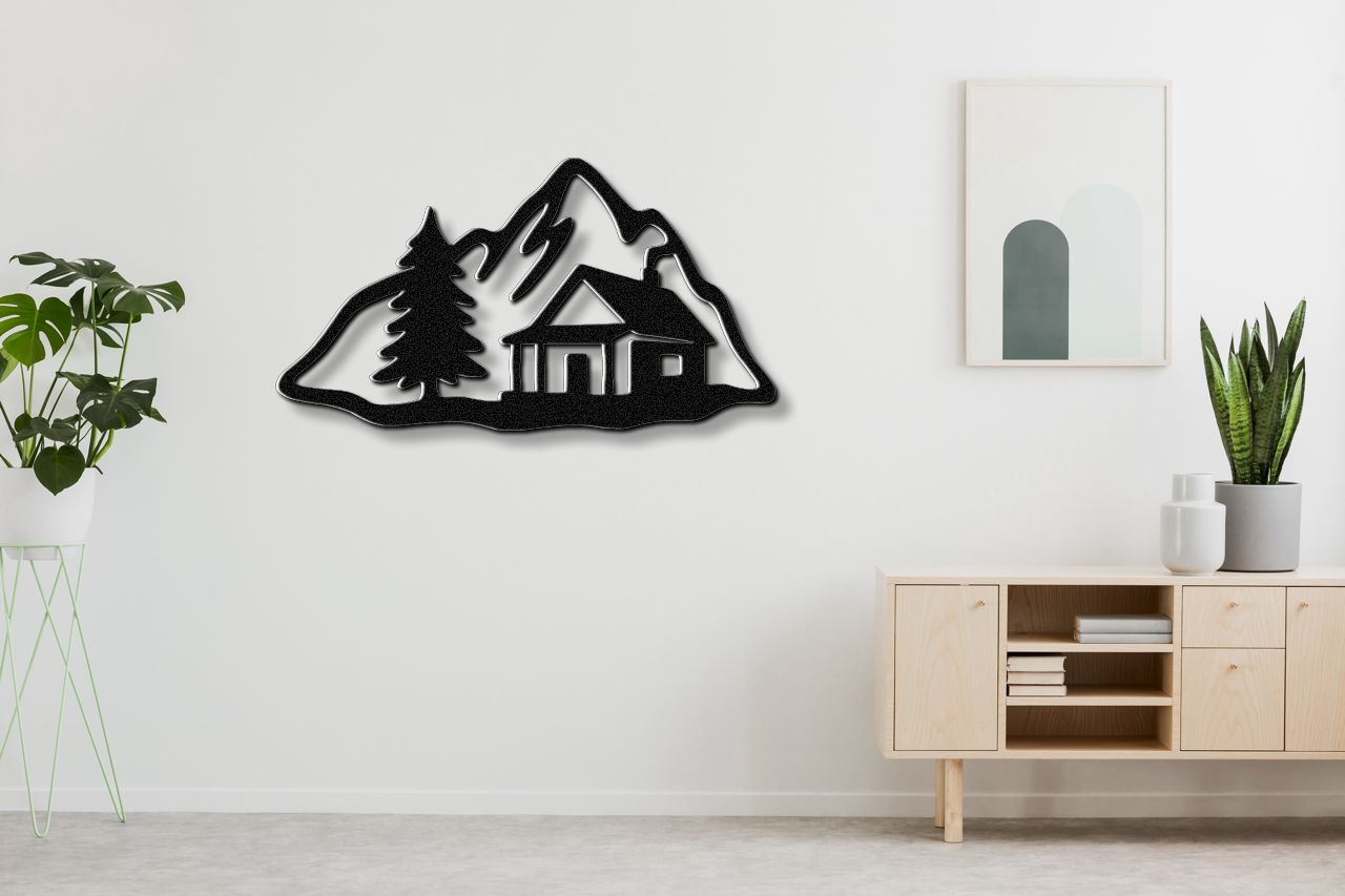 Mountain Cabin Metal Wall Art