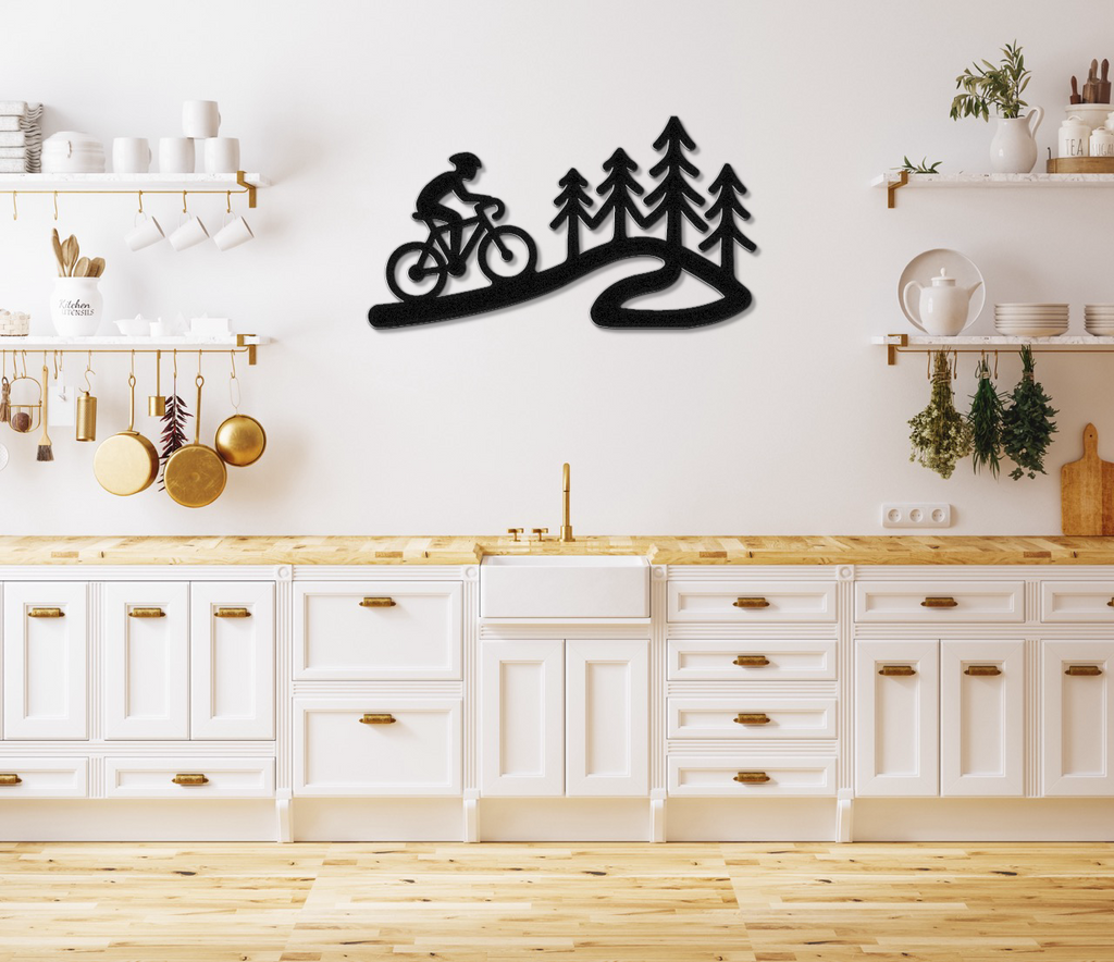 Cycling in the Pines Metal Wall Art