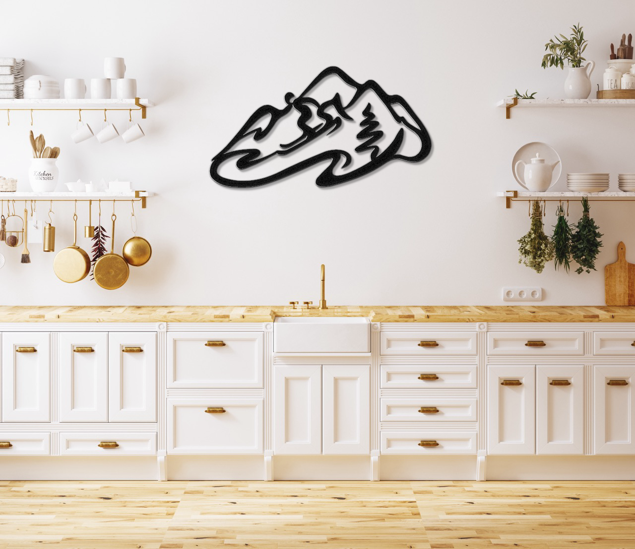 Skier and Mountain Metal Wall Art
