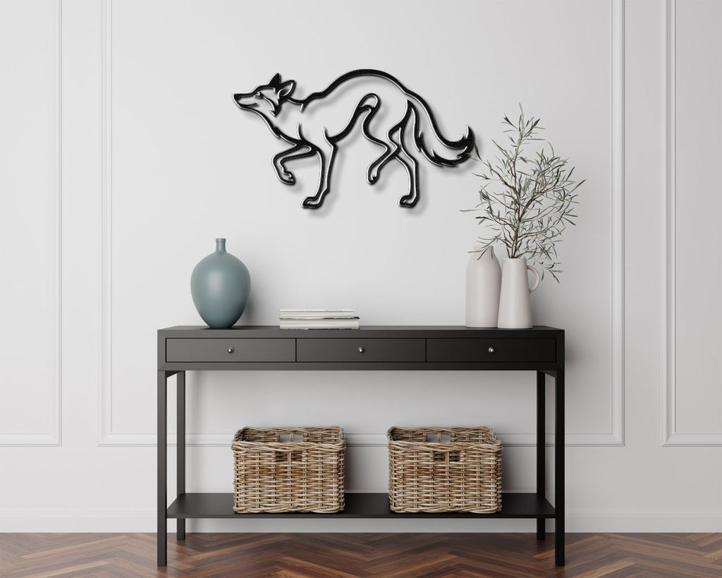 Sneaky Coyote Metal Wall Art