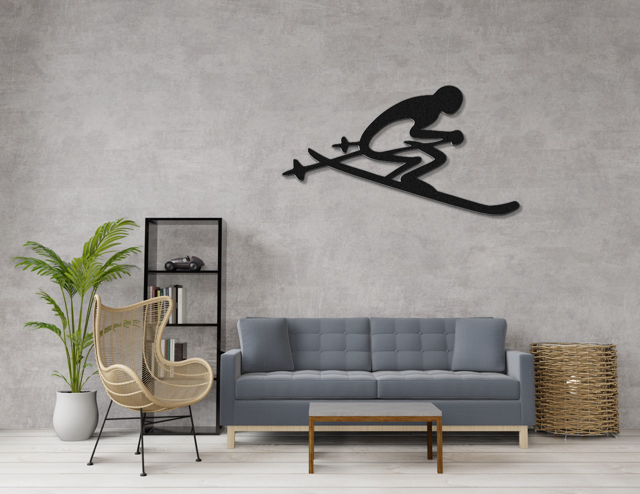 Skiing Metal Wall Art