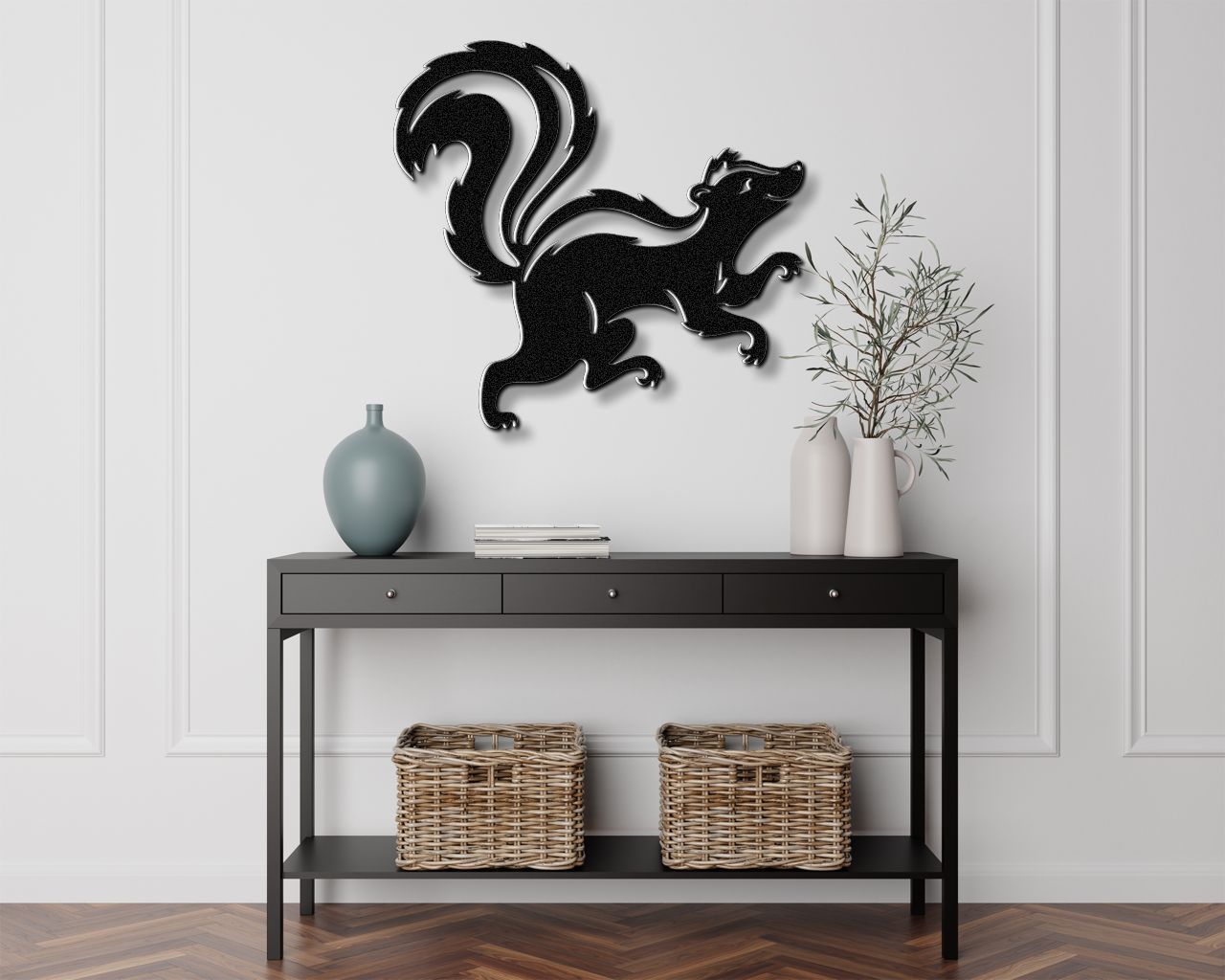 Sneaky Skunk Metal Wall Art