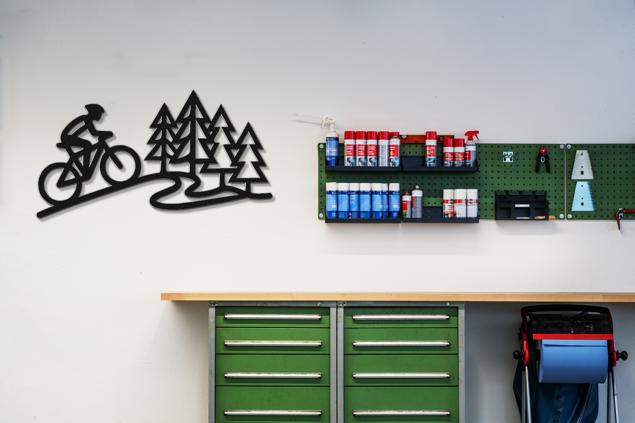 Cycling in the Pines Metal Wall Art
