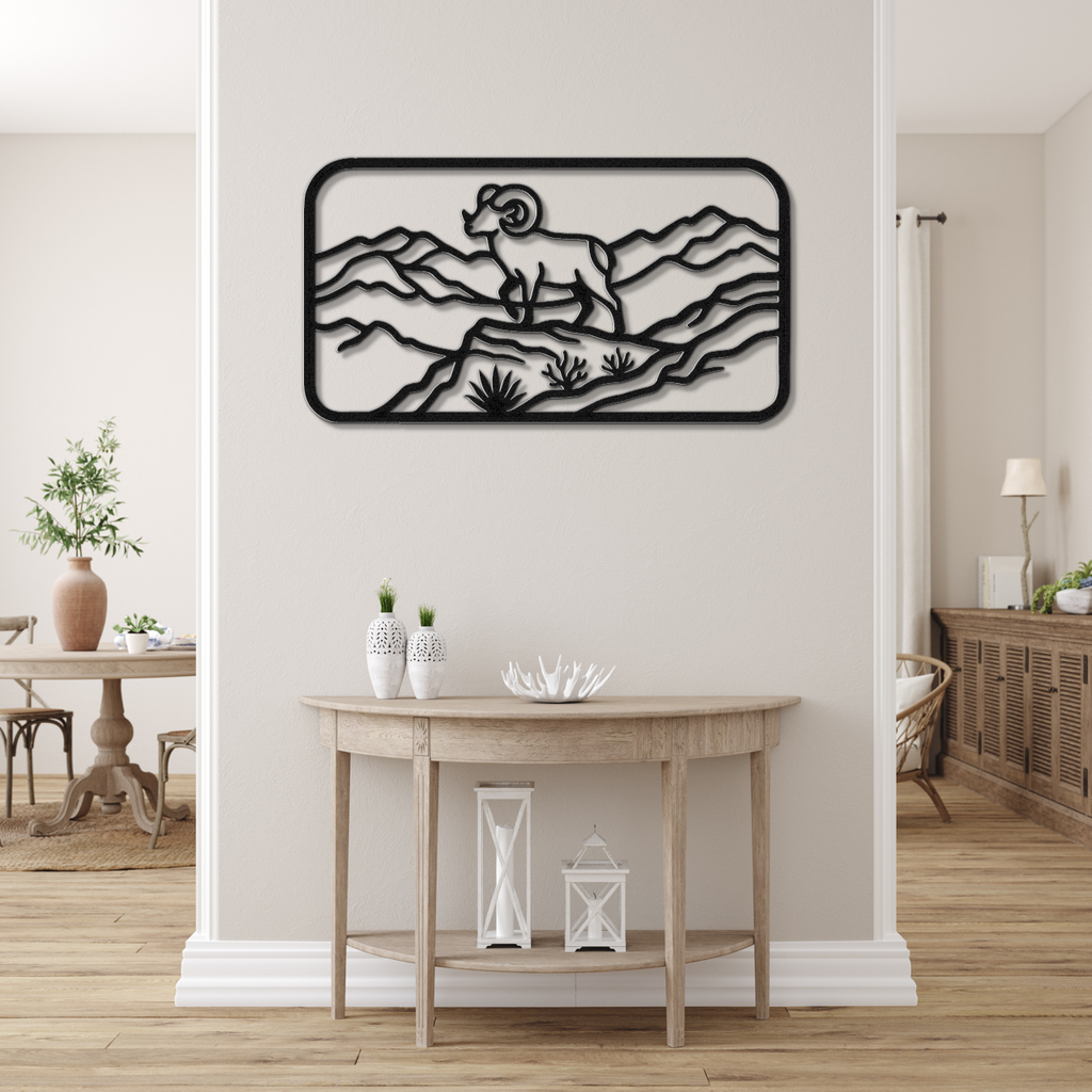 Mountain Bighorn Sheep Metal Wall Art