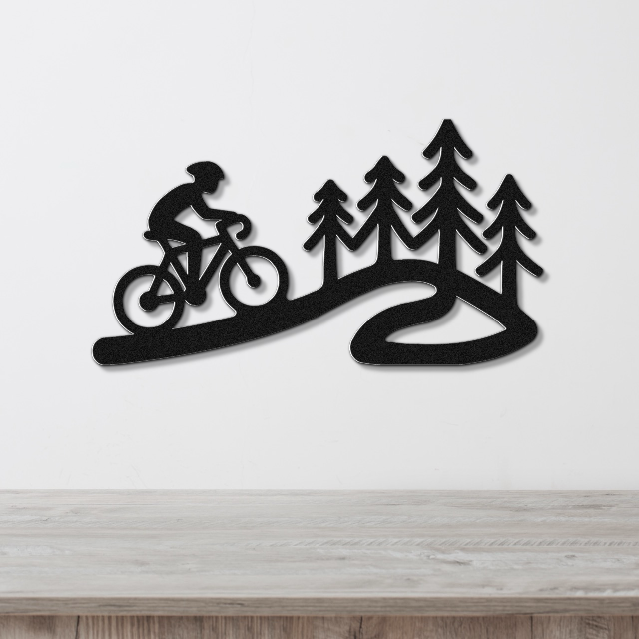 Cycling in the Pines Metal Wall Art
