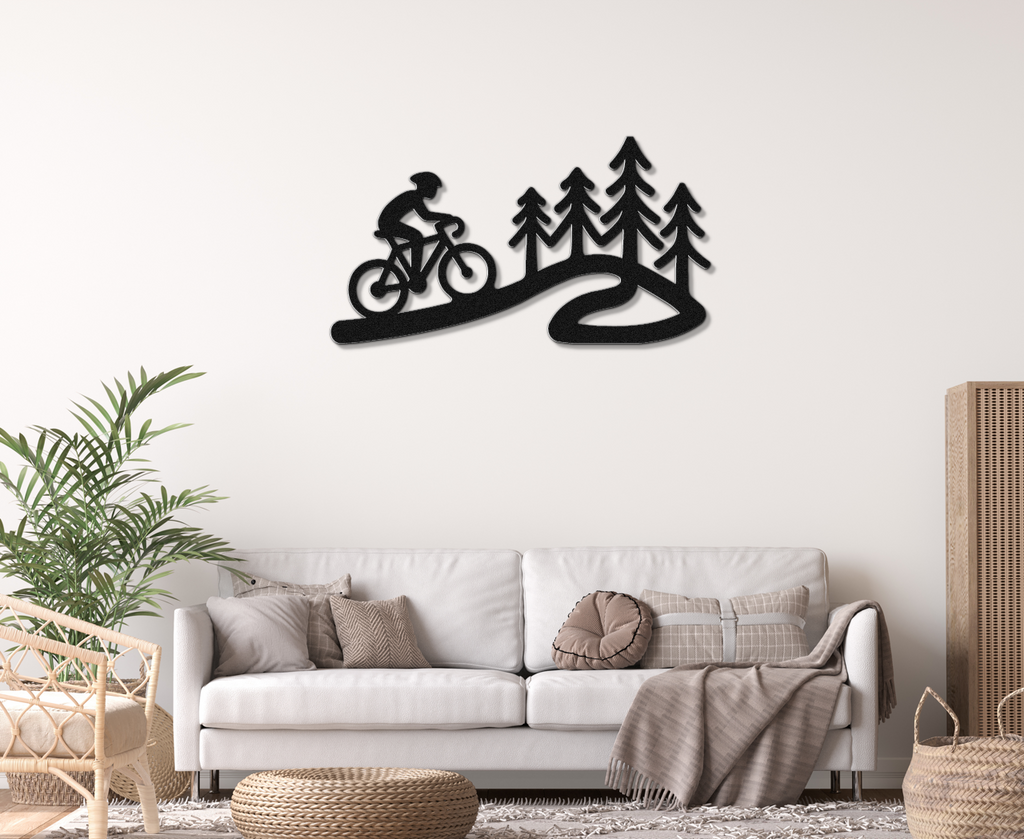 Cycling in the Pines Metal Wall Art