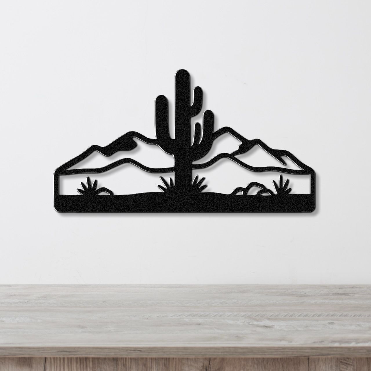 Saguaro Cactus with Mountains Metal Wall Art