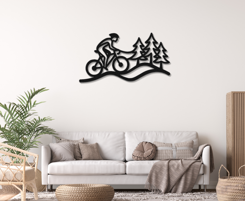 Cycling in the Pines Metal Wall Art