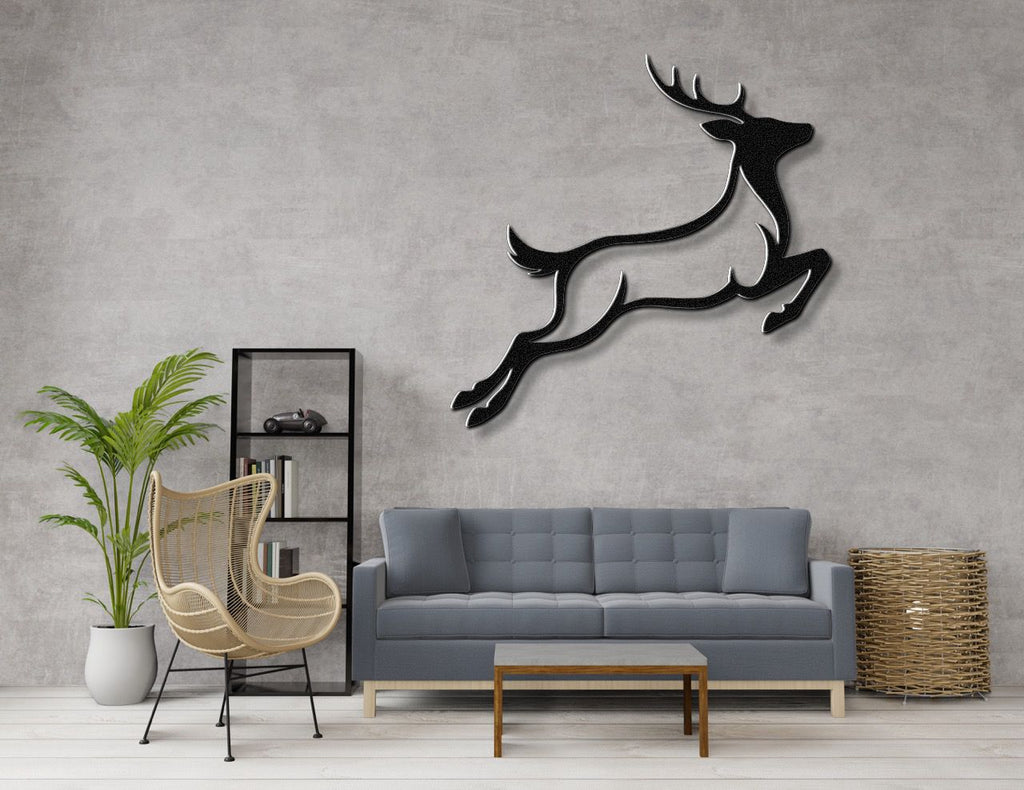 Jumping Deer Metal Wall Art