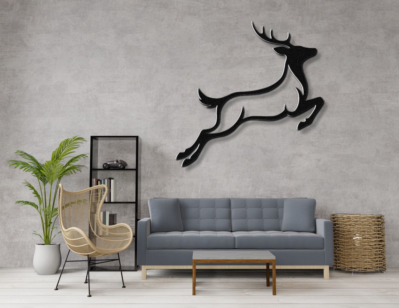 Jumping Deer Metal Wall Art