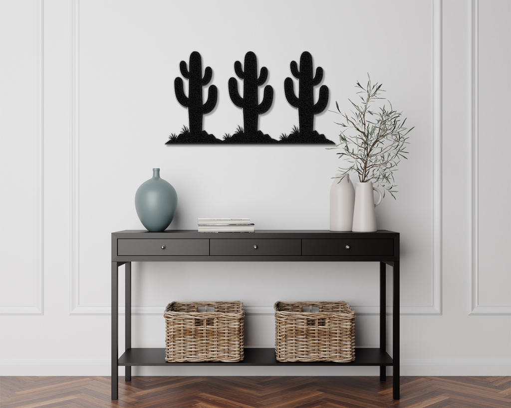 Saguaro Cactus Trio Metal Wall Art