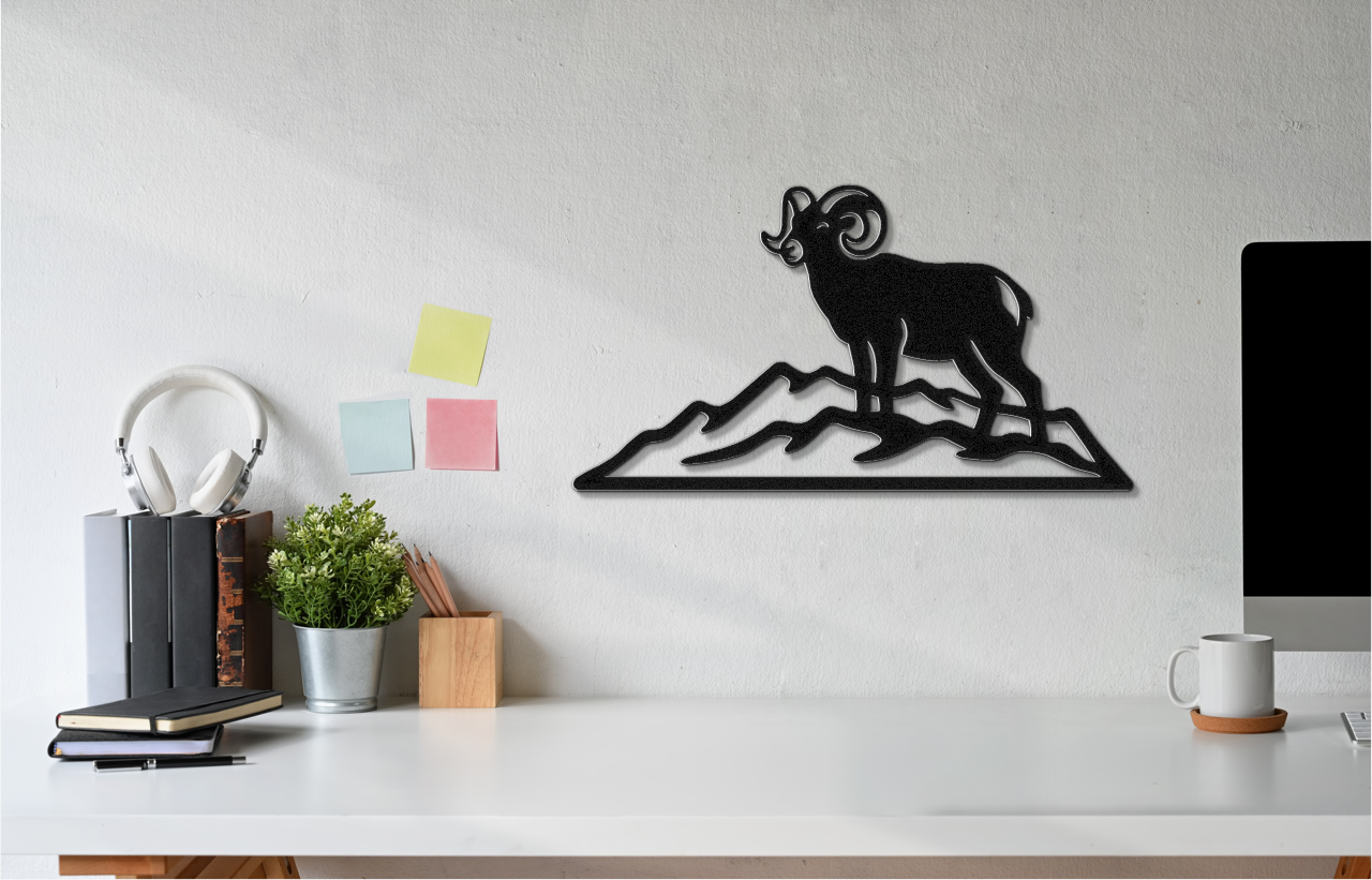 Mountain Bighorn Sheep Metal Wall Art