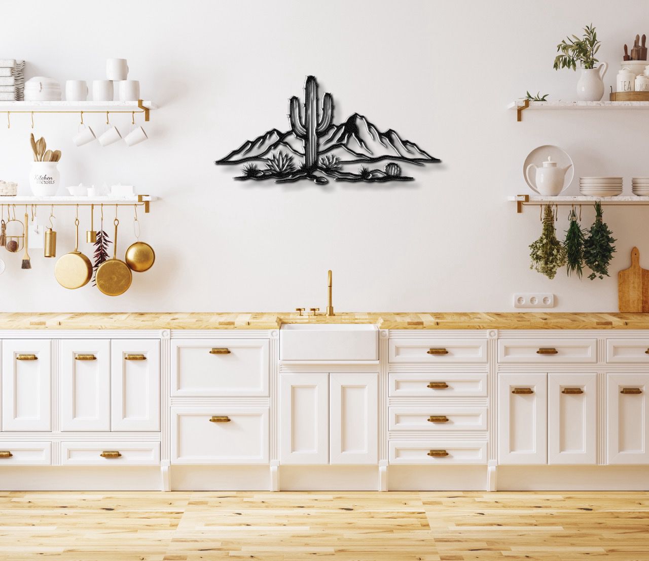 Saguaro Cactus with Mountains Metal Wall Art