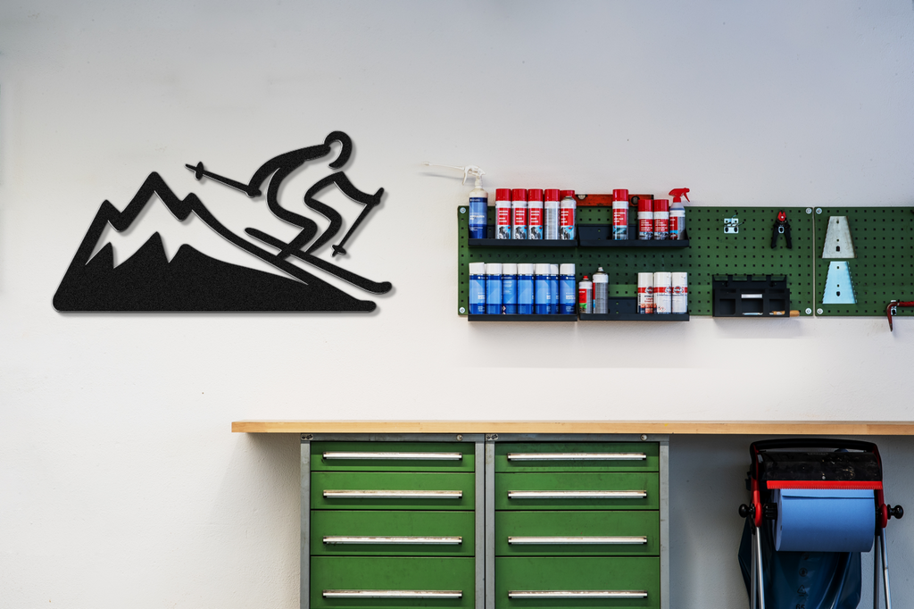 Skier and Mountain Metal Wall Art