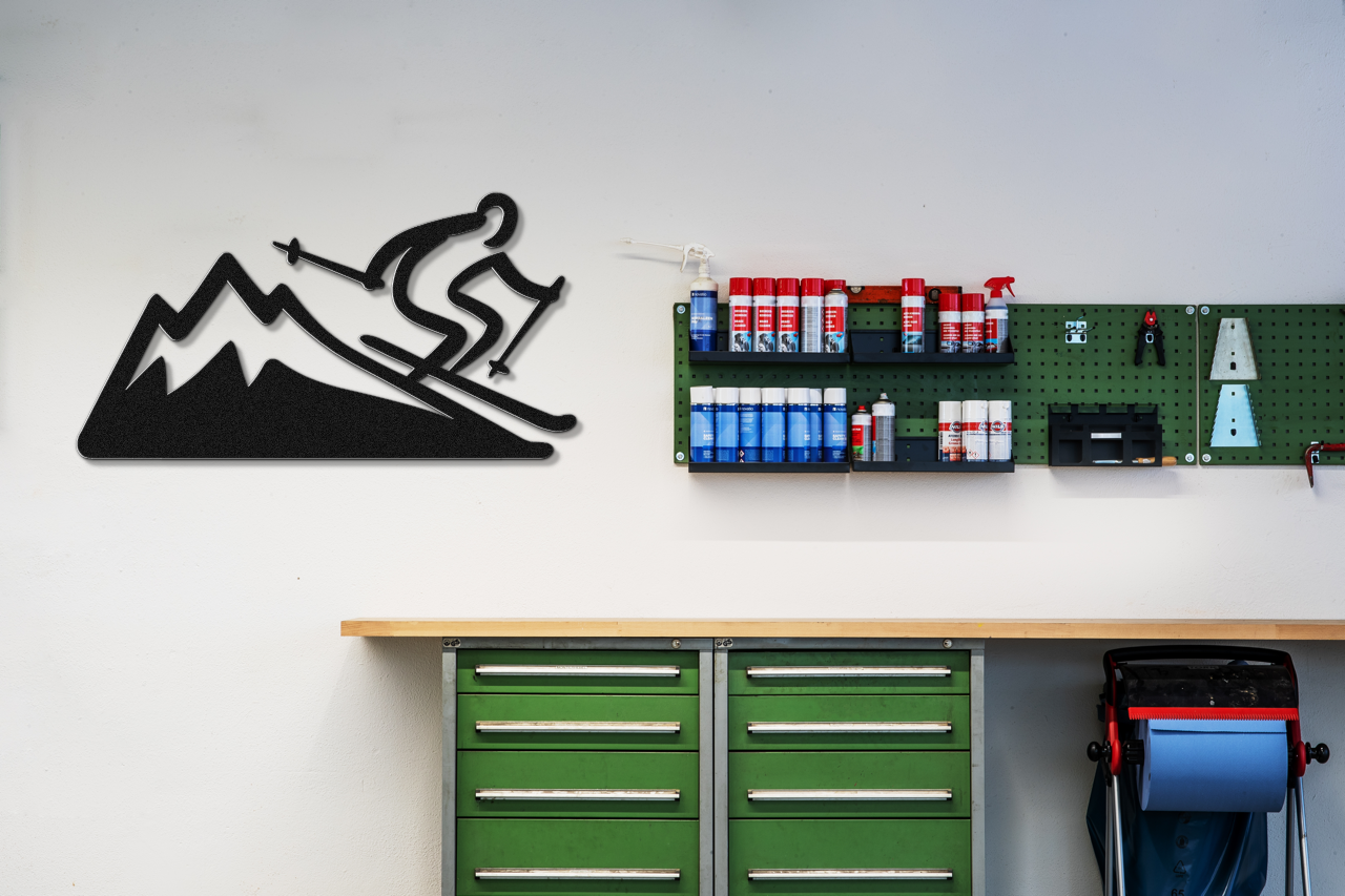 Skier and Mountain Metal Wall Art