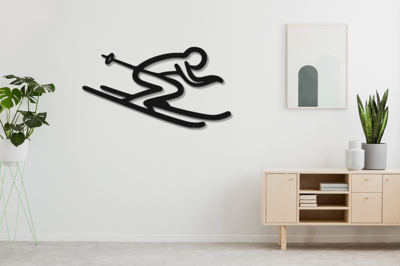 Skiing Metal Wall Art