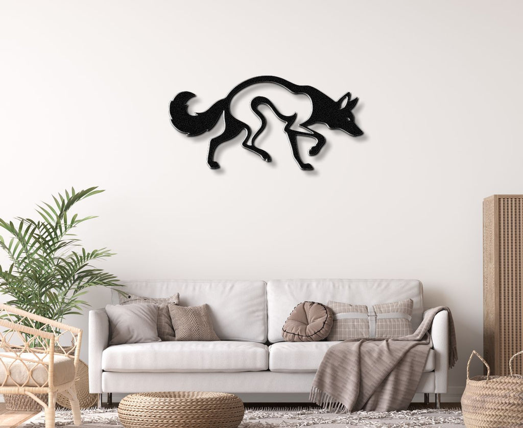 Sneaky Coyote Metal Wall Art