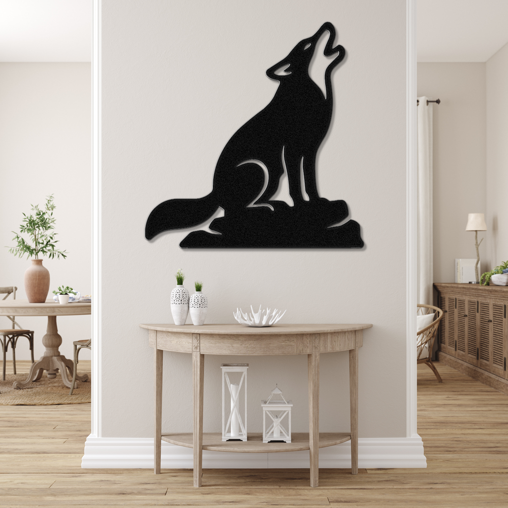 Howling Coyote Metal Wall Art