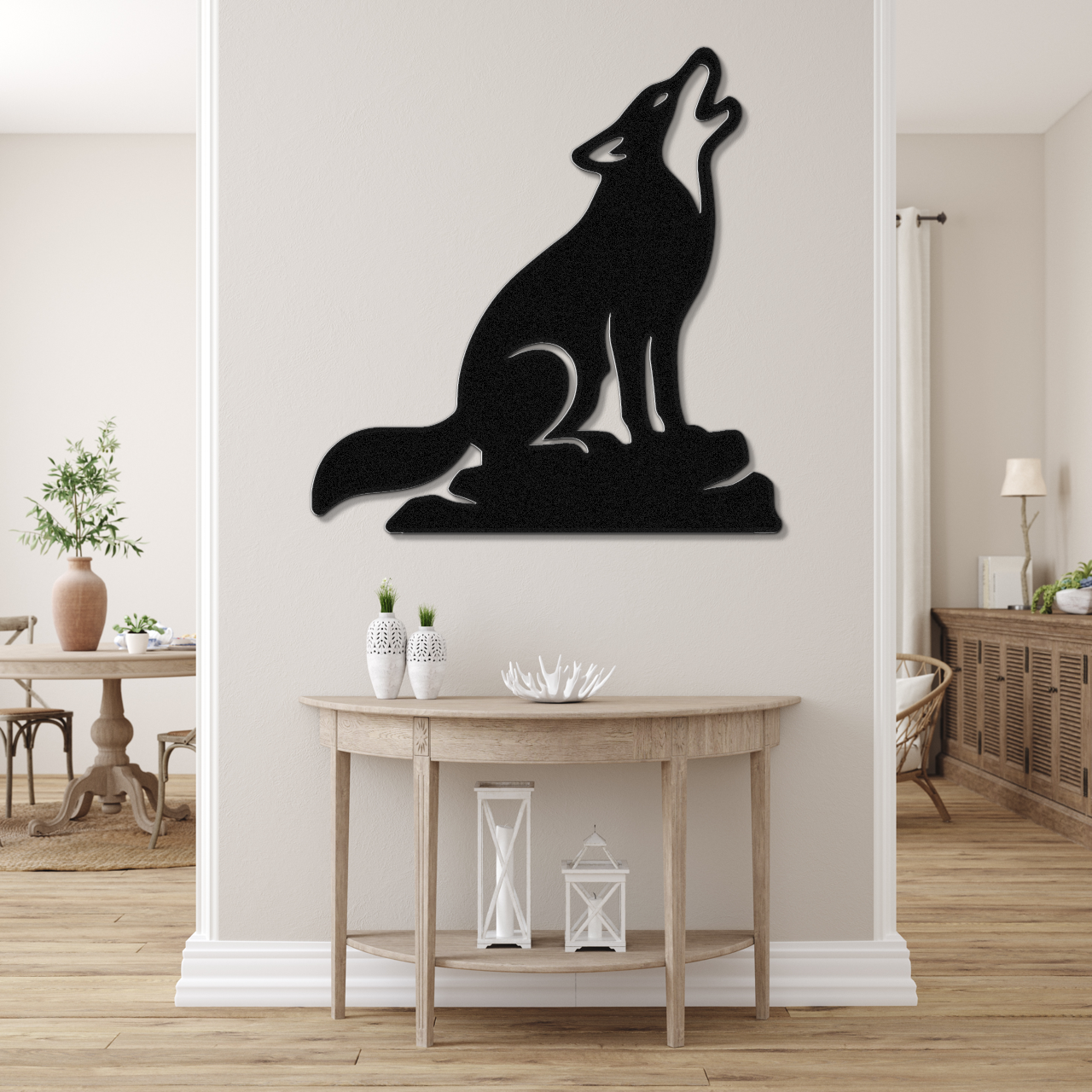 Howling Coyote Metal Wall Art