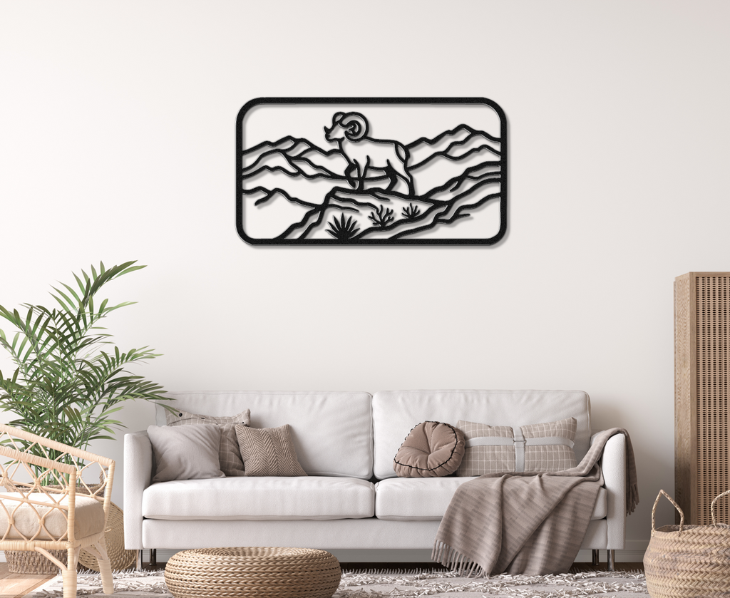 Mountain Bighorn Sheep Metal Wall Art