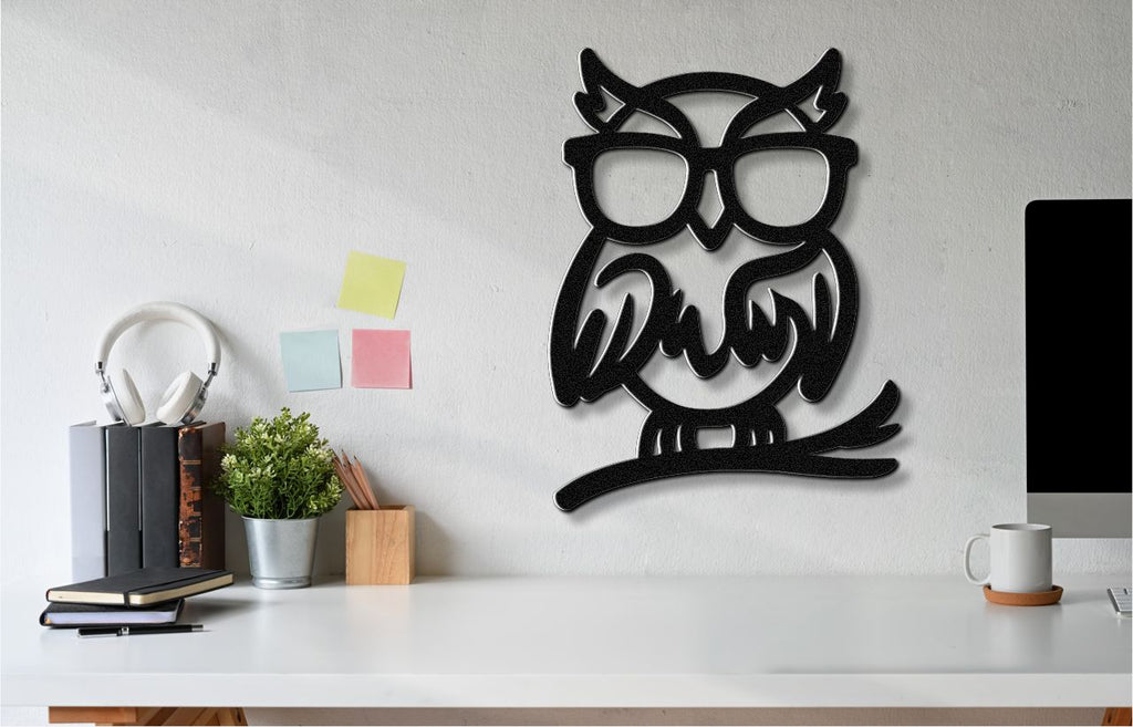 Nerdy Owl Metal Wall Art
