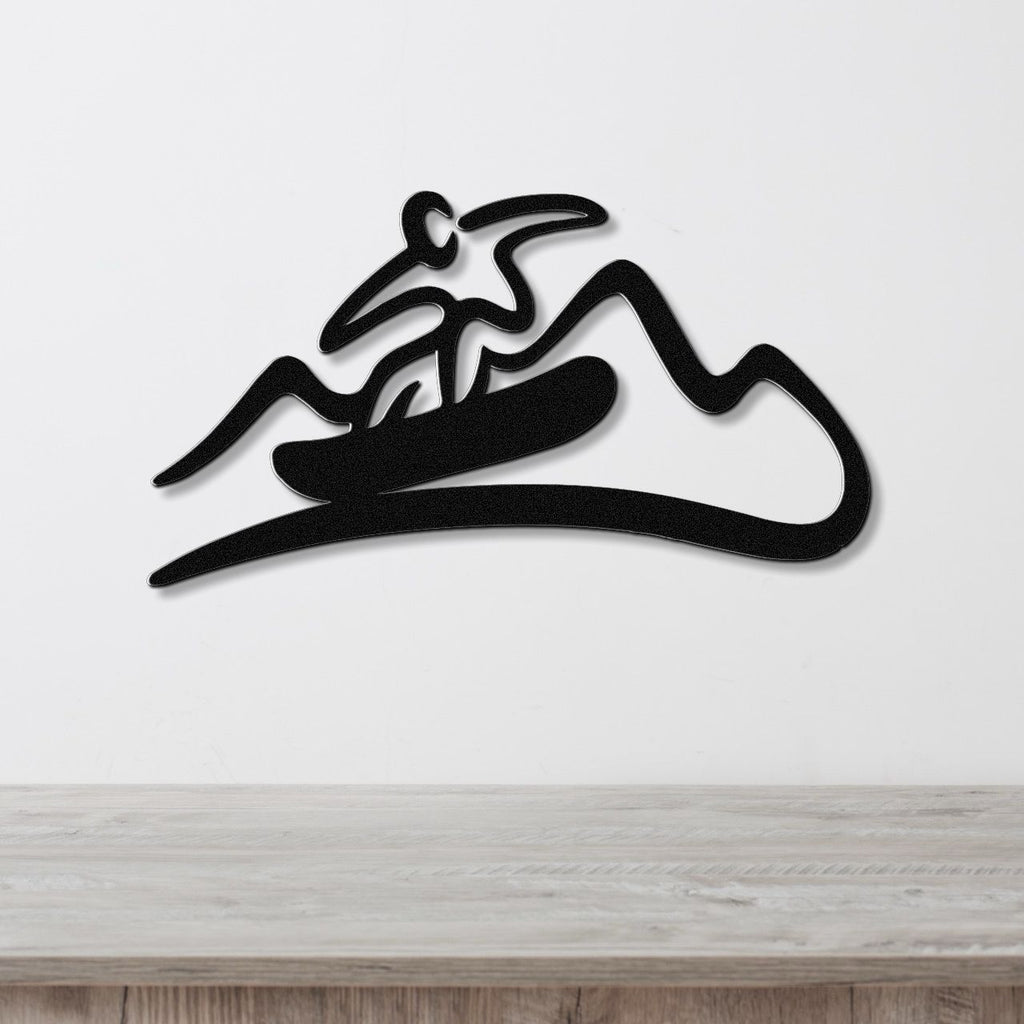 Snowboarder with Mountains Metal Wall Art
