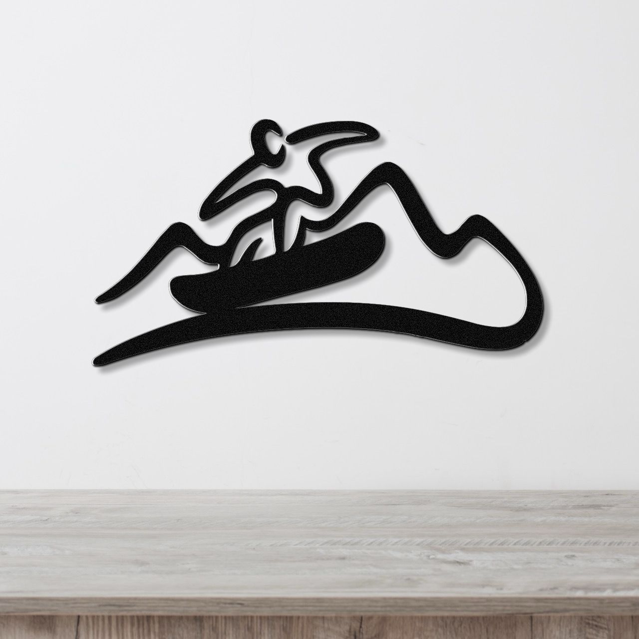 Snowboarder with Mountains Metal Wall Art