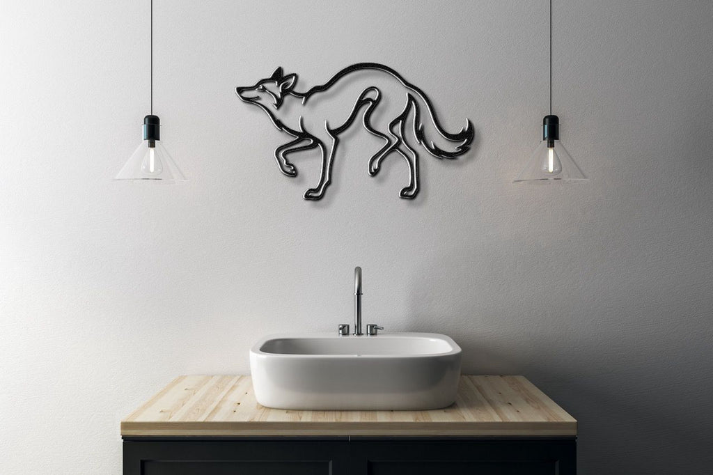 Sneaky Coyote Metal Wall Art