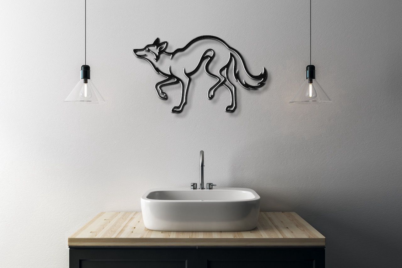 Sneaky Coyote Metal Wall Art