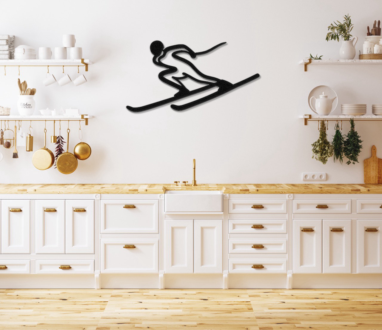 Skiing Metal Wall Art
