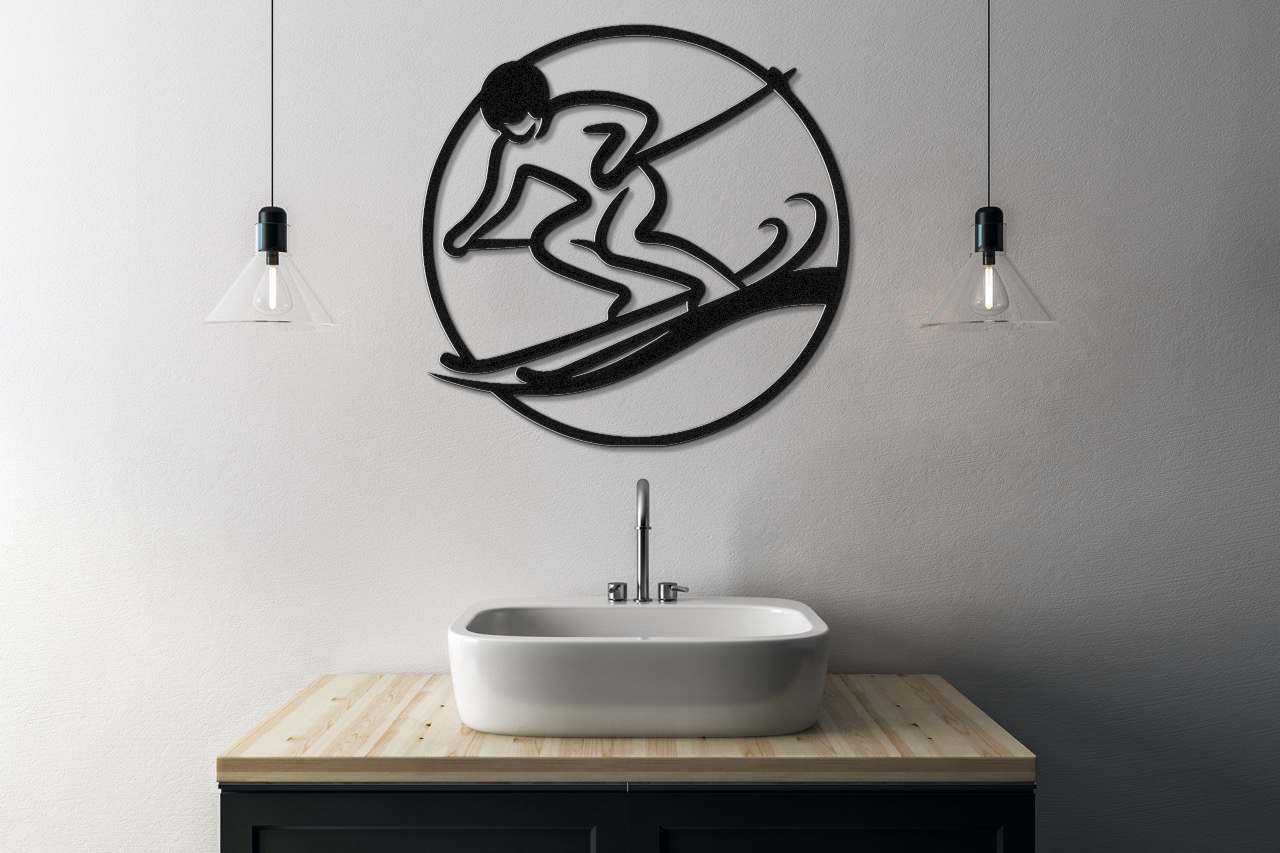 Skiing Metal Wall Art