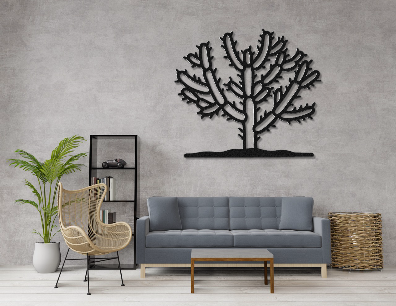Cholla Cactus Metal Wall Art