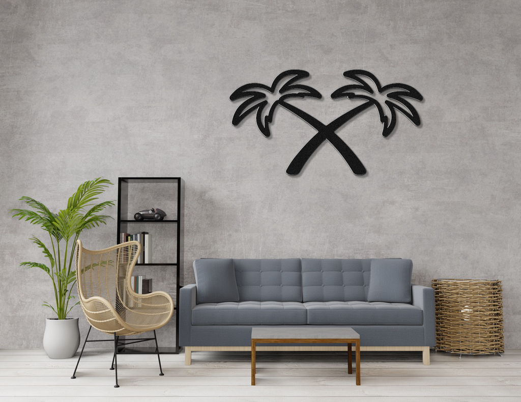 Twin Palm Tree Metal Wall Art