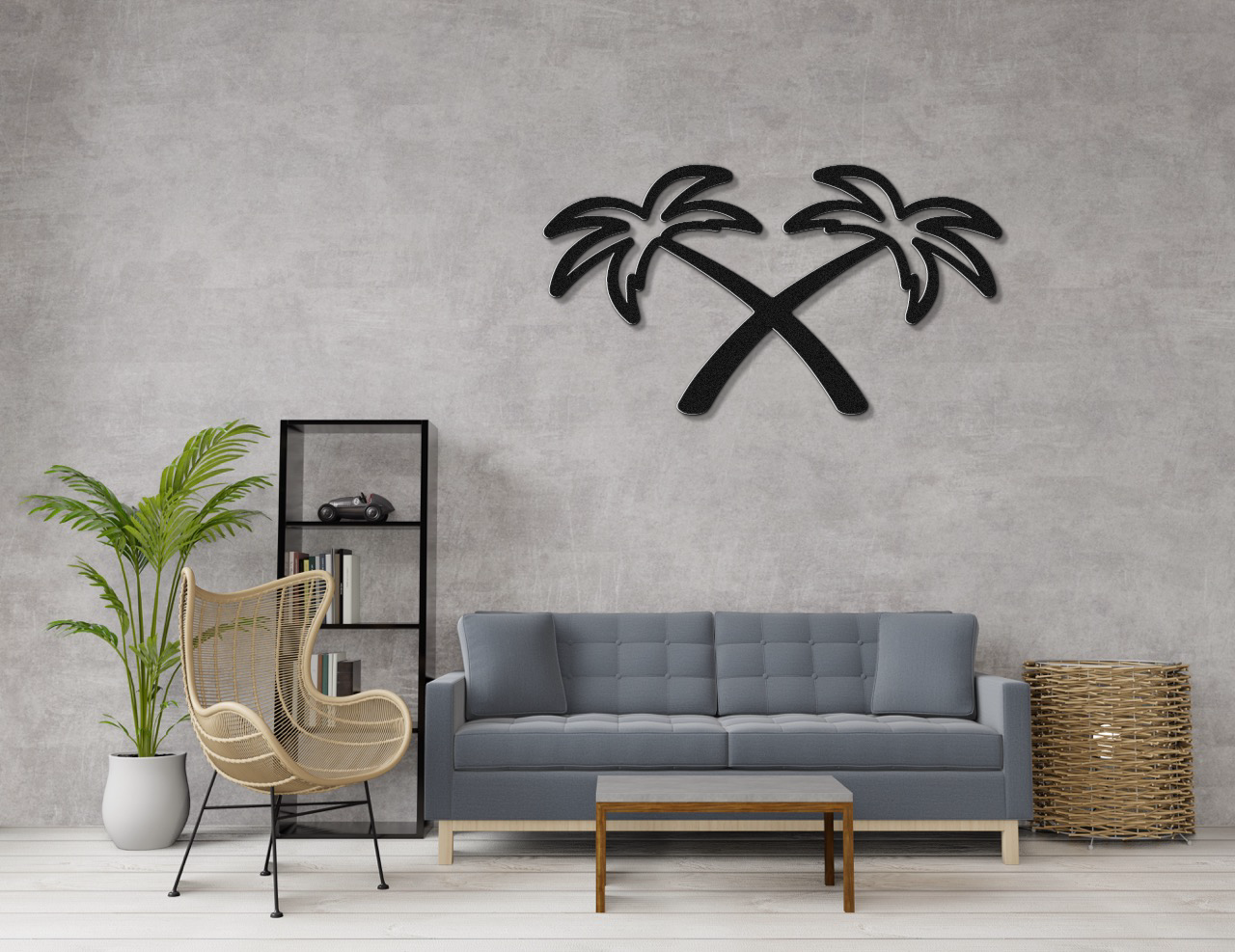 Twin Palm Tree Metal Wall Art