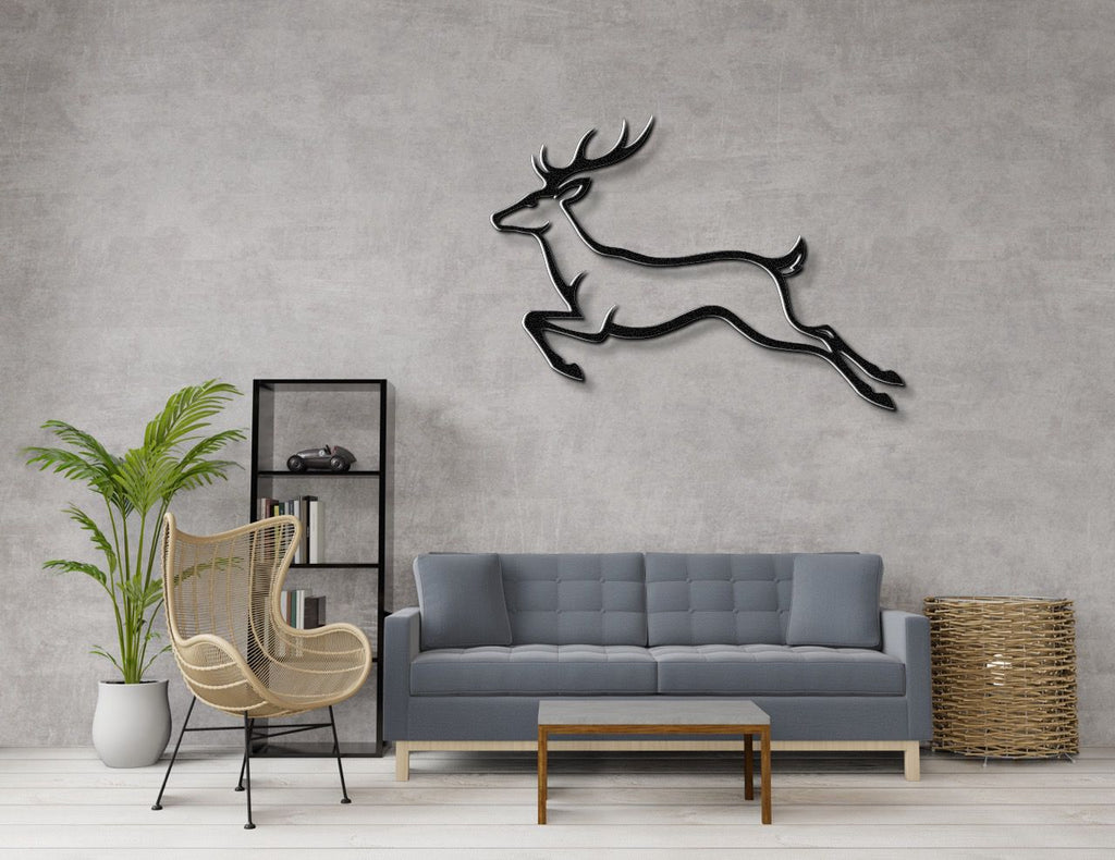 Jumping Deer Metal Wall Art
