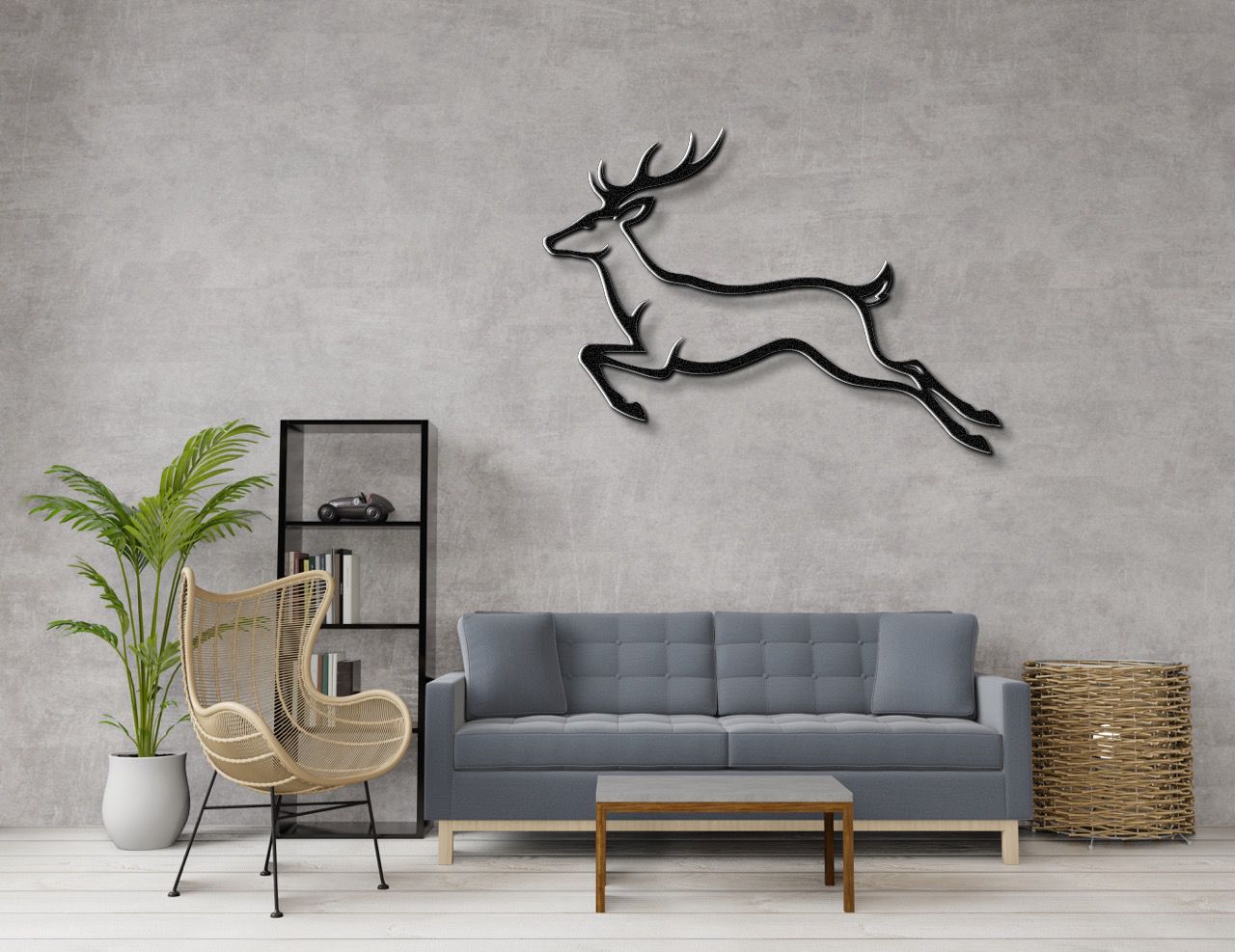 Jumping Deer Metal Wall Art
