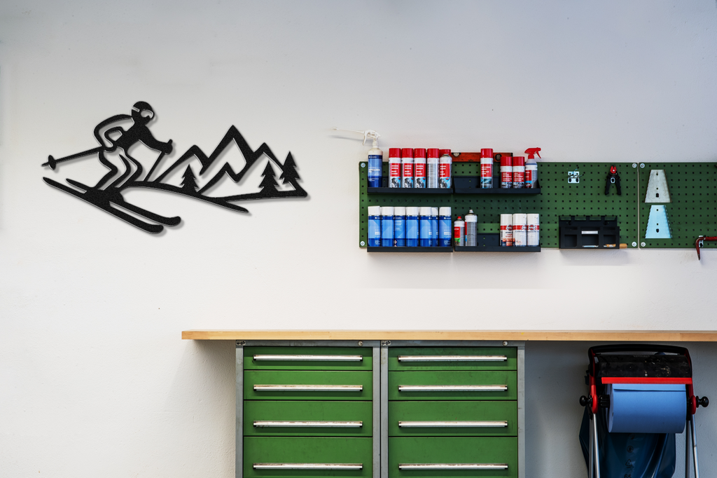 Skier and Mountain Metal Wall Art
