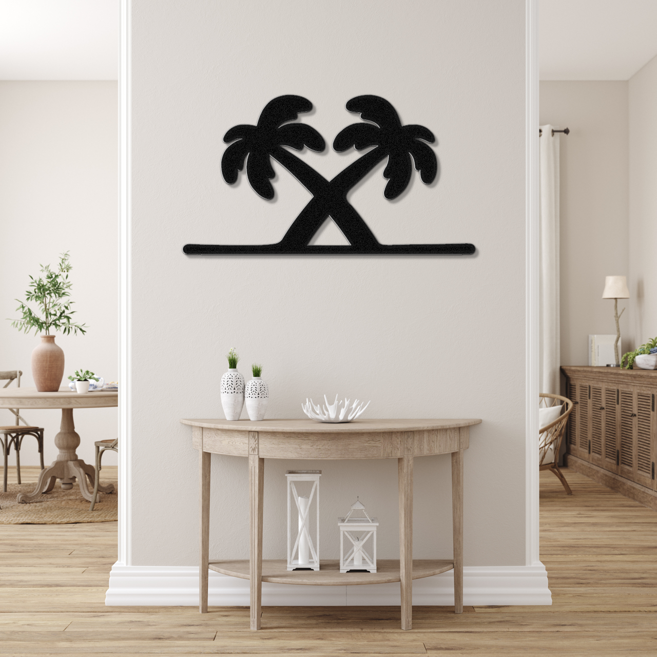 Twin Palm Tree Metal Wall Art