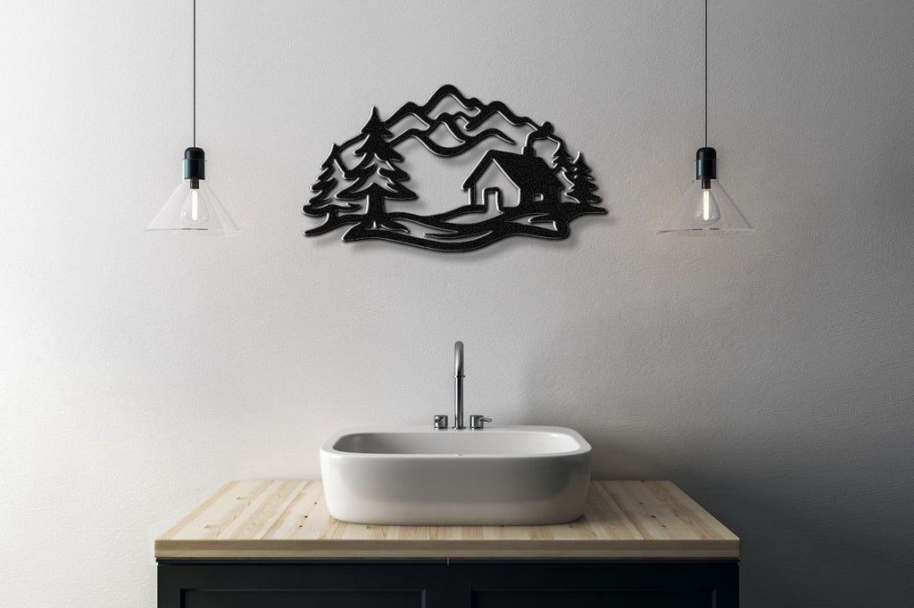 Mountain Cabin Metal Wall Art