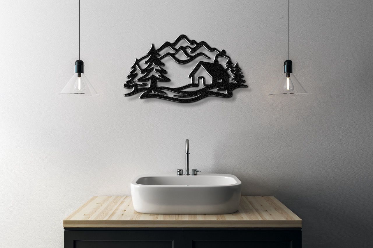 Mountain Cabin Metal Wall Art